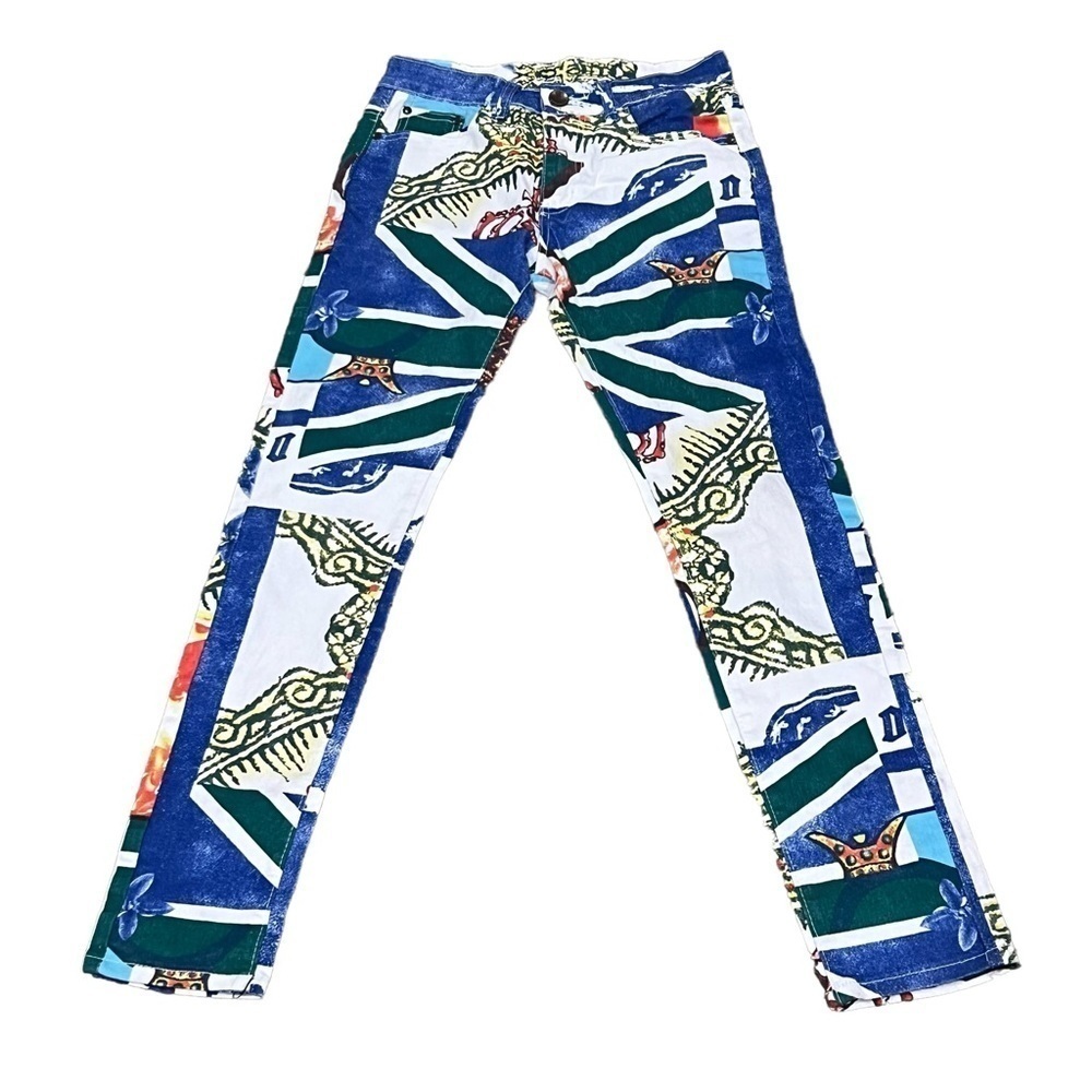 Fashion Jeans Wear Geometric Print Straight Leg Jeans Size 30 Women's